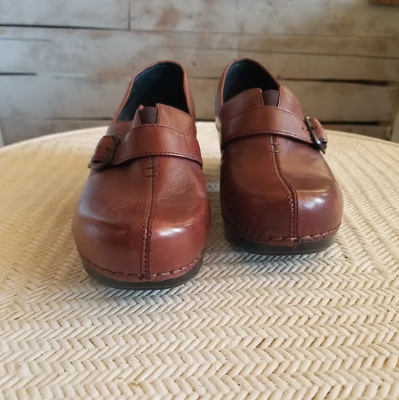 Brown Leather Dansko Mary Jane Clogs - Picture 4 of 16
